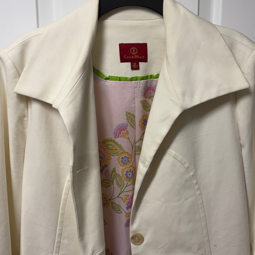 Cole Haan Ivory Blazer with Floral Lining